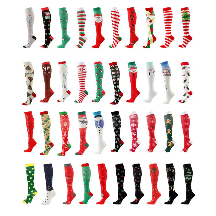 Wholesale Dress Socks High Quality Unisex Christmas Tube Varicose Veins Compression Socks for Running