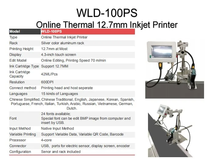 WLD-100PS Автоматическая непрерывная онлайн TIJ термальный струйный принтер для задний фон с изображением деревянного пола логотип Дата номер