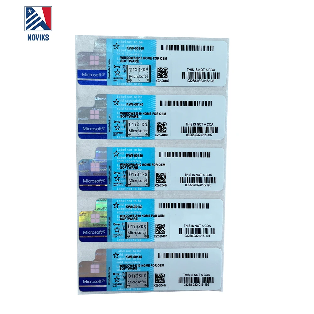 Windows 10 Home x64 bit и оригинальный продукт, стикер для ключей (COA)