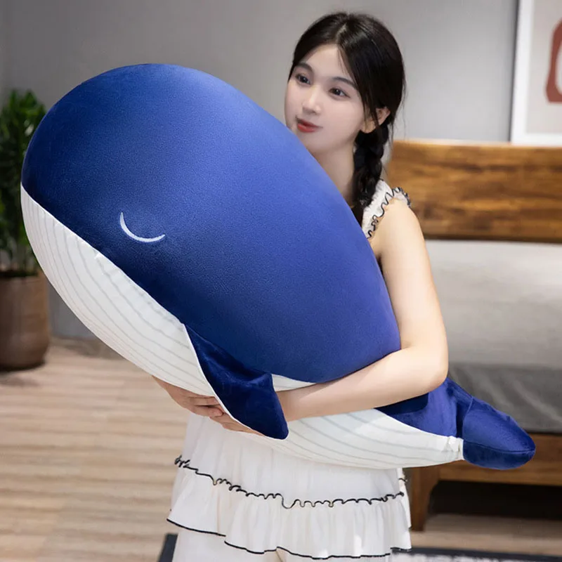 Stuffed Cute Sea Animal Blue Whale Plush Toys Pillow Whale Doll Sofa Decor Soft Child Comfort Sleeping Pillow for Birthday Gift