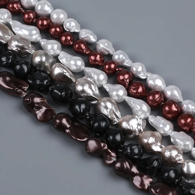 14-16mm Natural Real Loose Beads Freshwater Large Huge Gold Electroplating Plating Baroque Pearl Strands