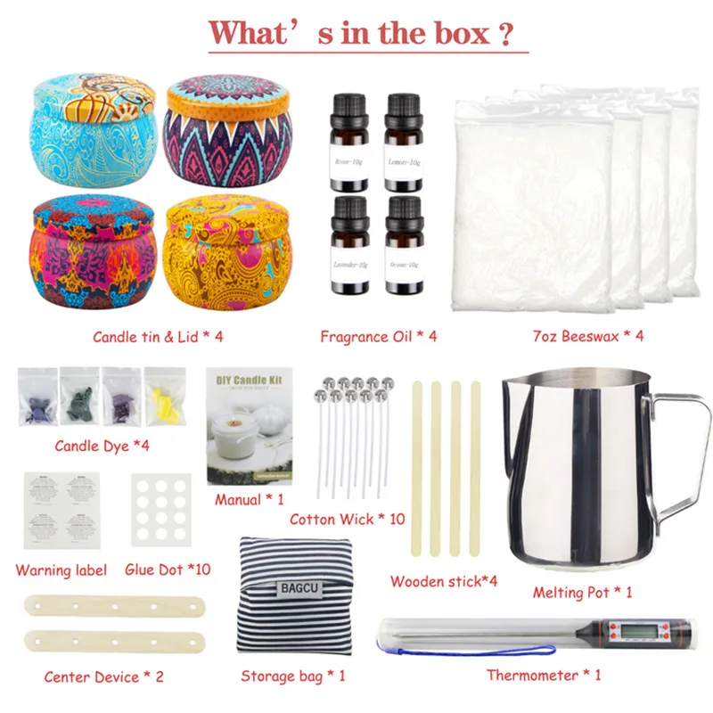 Scented candle diy set luxury cup shape lavender lemon ocean rose vegetable essential oil soy wax handmade fragrance candle kit