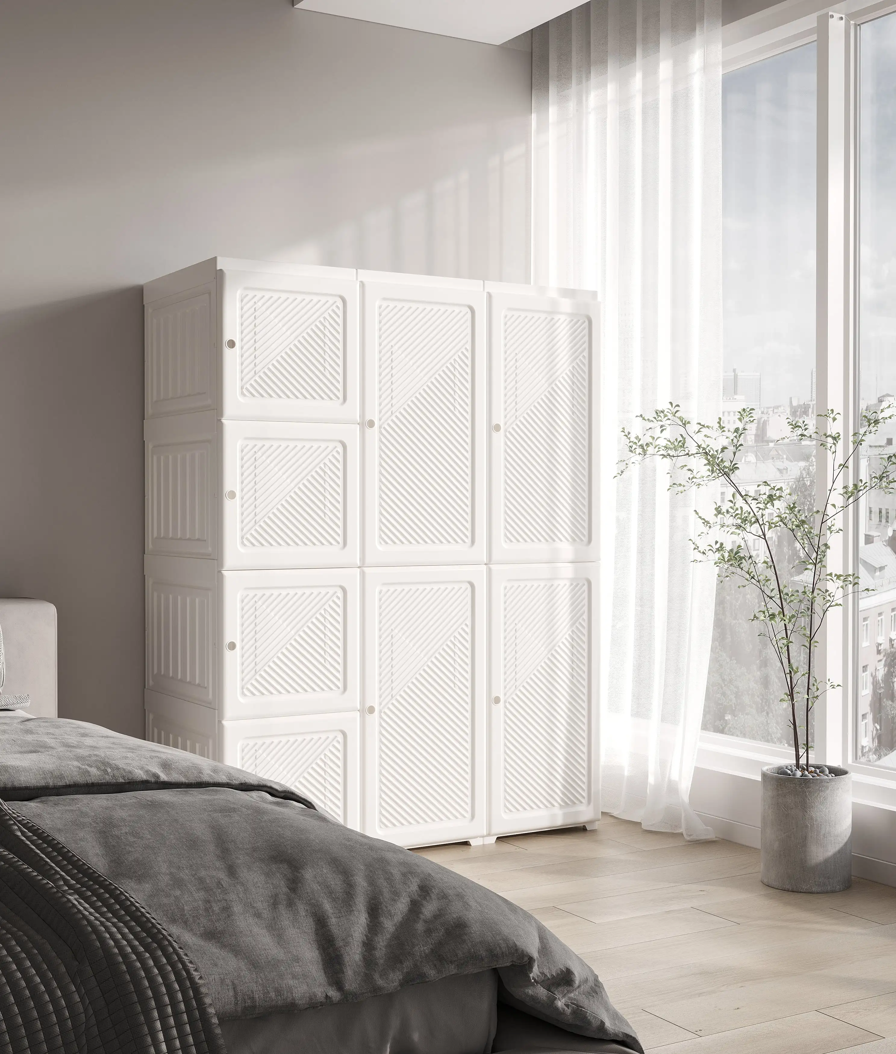 factory supply Easy Installation Portable Wardrobe Foldable Plastic wardrobe bedroom furniture