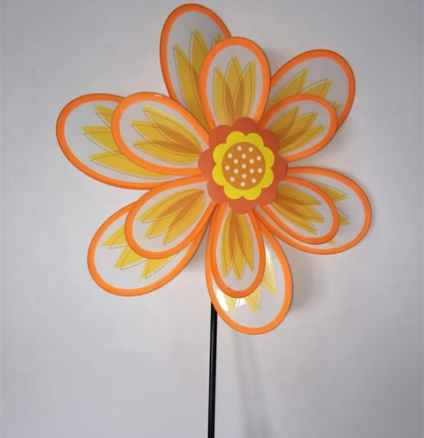 Garden decorations outdoor double flower windmill