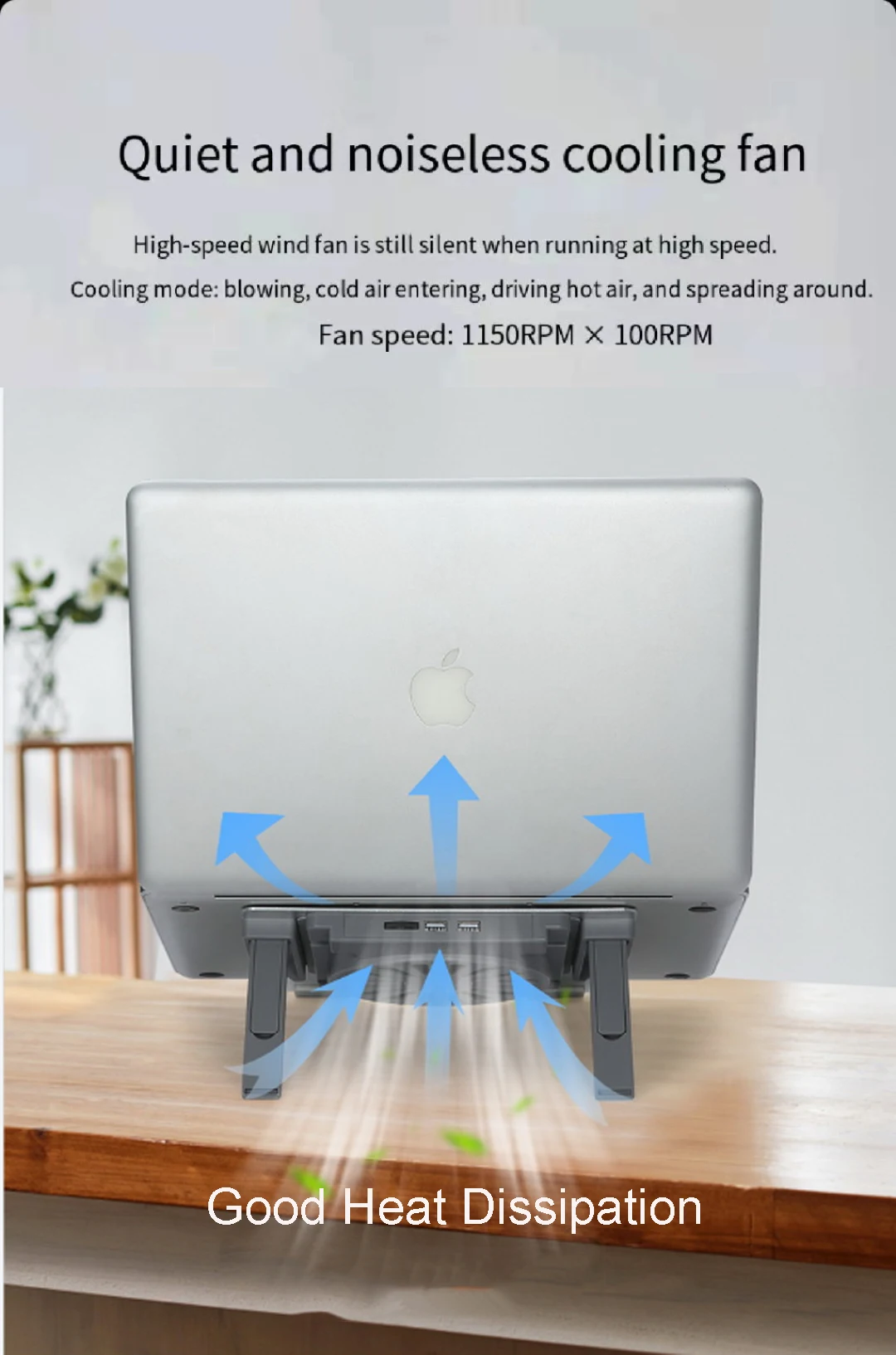 Aluminium Alloy Computer Holder with Cooling Fan Portable Laptop Stand Laptop Cooler for Desk