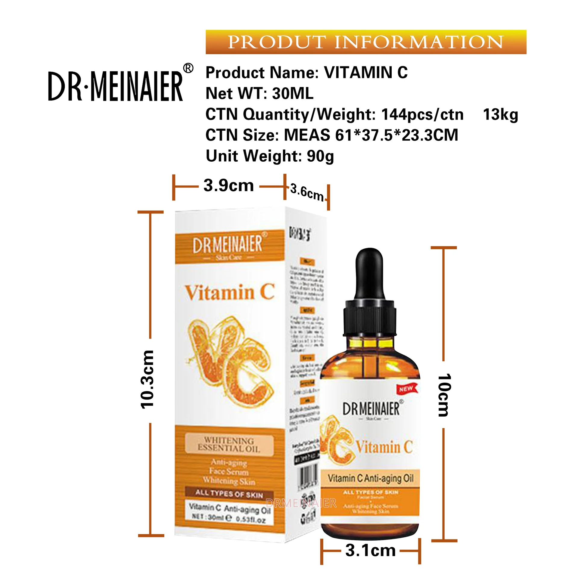 Private Label Face Serum 20% Vitamin C with HA Nicotinamide Anti-aging Hydrating Whitening Moisturising Skin Facial Serum