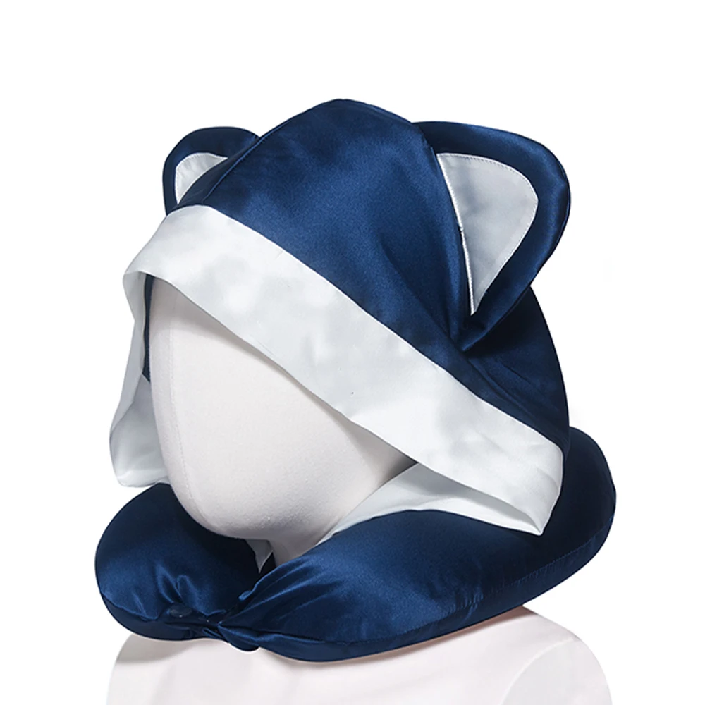 Custom logo Lightweight U shaped air silk neck pillow camping travel neck support pillow