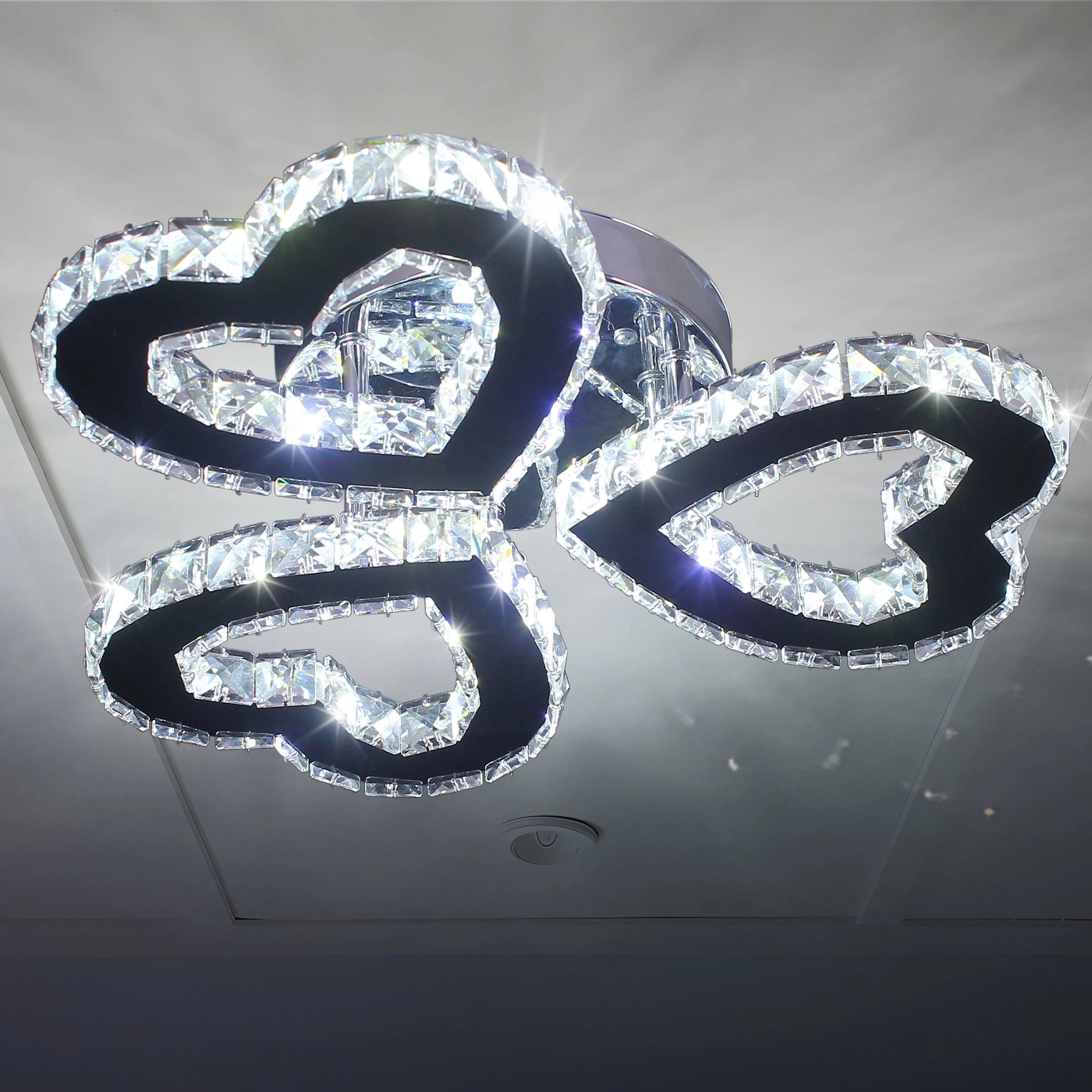 Современная хрустальная люстра с 3 кольцами в виде сердца светодиодный потолочный светильник креплением хромированные люстры для гостиной