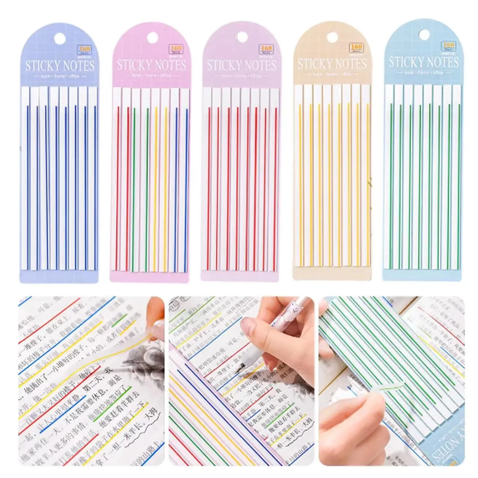 Custom 160 Sheets Pet Transparent Color Sticky Notes Office Fluorescent Extremely Slim Highlighted Pages Marked Index Tabs