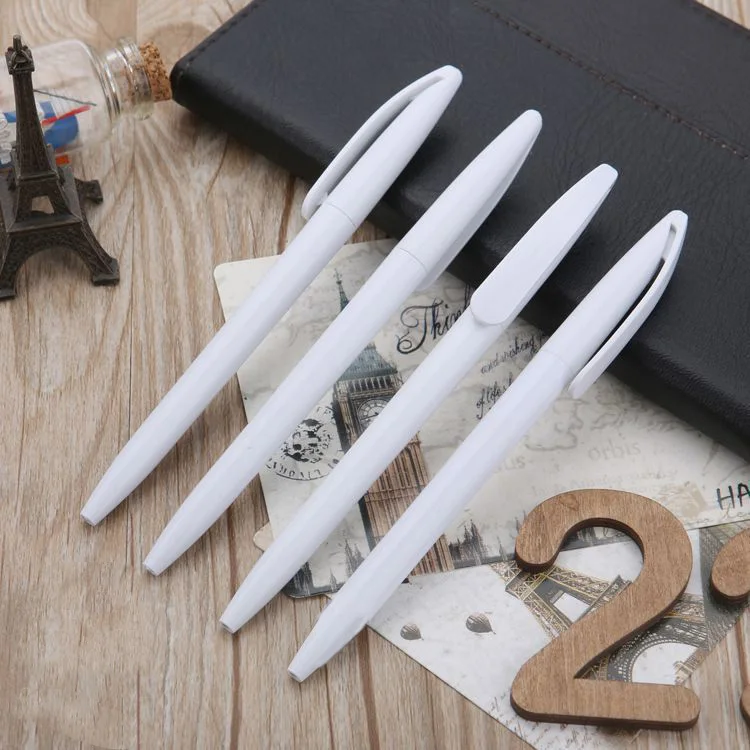 Custom LOGO Advertising pen White plastic ballpoint pen