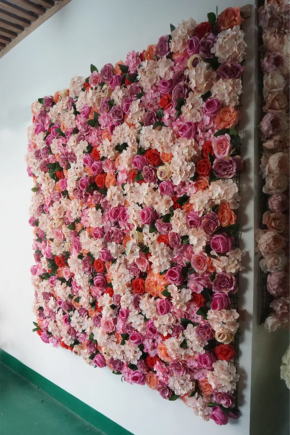 Faux Artificial hydrangea flower wall panel wedding decoration rose floral mat wedding backdrop