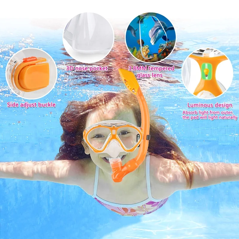 Double Tempered Glass Lens Diving Mask Silicone Skirt Strap Swim Scuba Goggles Snorkeling Free Diving Mask And Snorkel Set