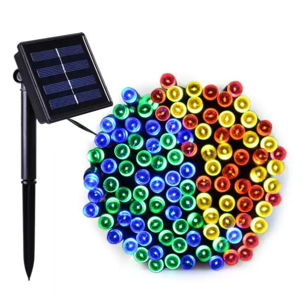 Оптовая продажа 200LED 100 светодиоды полноцветные водонепроницаемые солнечные гирлянды для свадебной вечеринки украшения елки