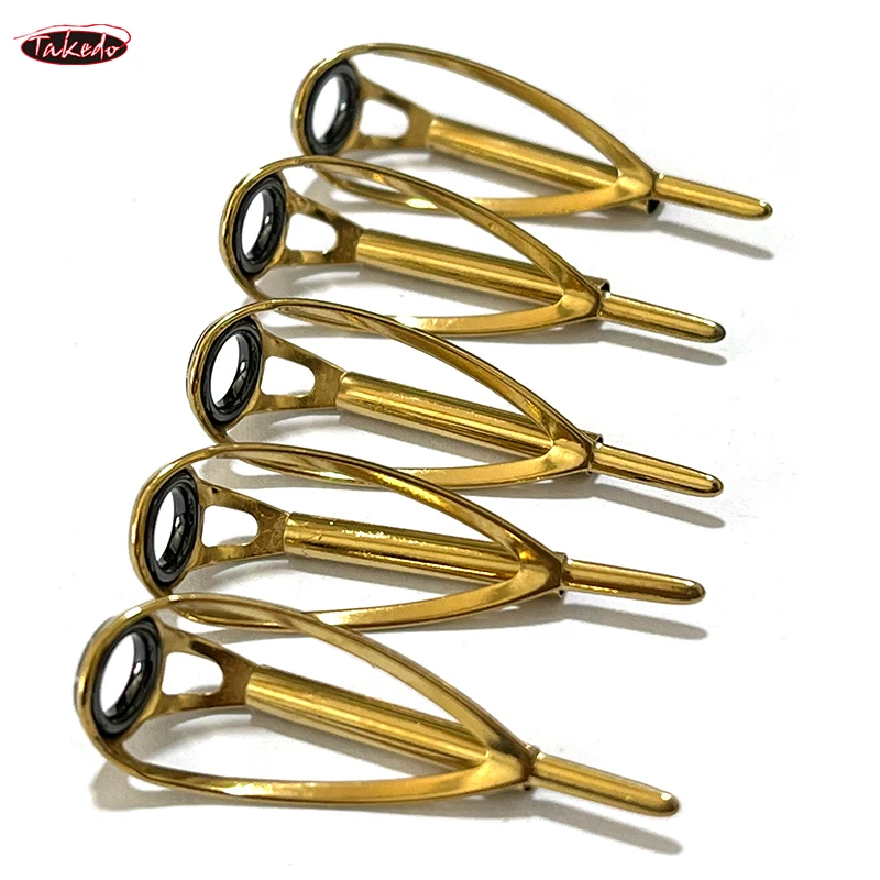 TAKEDO TN75-1 5sets Spinning Medium Fishing Rod Guide StainlessSsteel Bracket Ceramics Rings DIY Fishing Rod Accessories