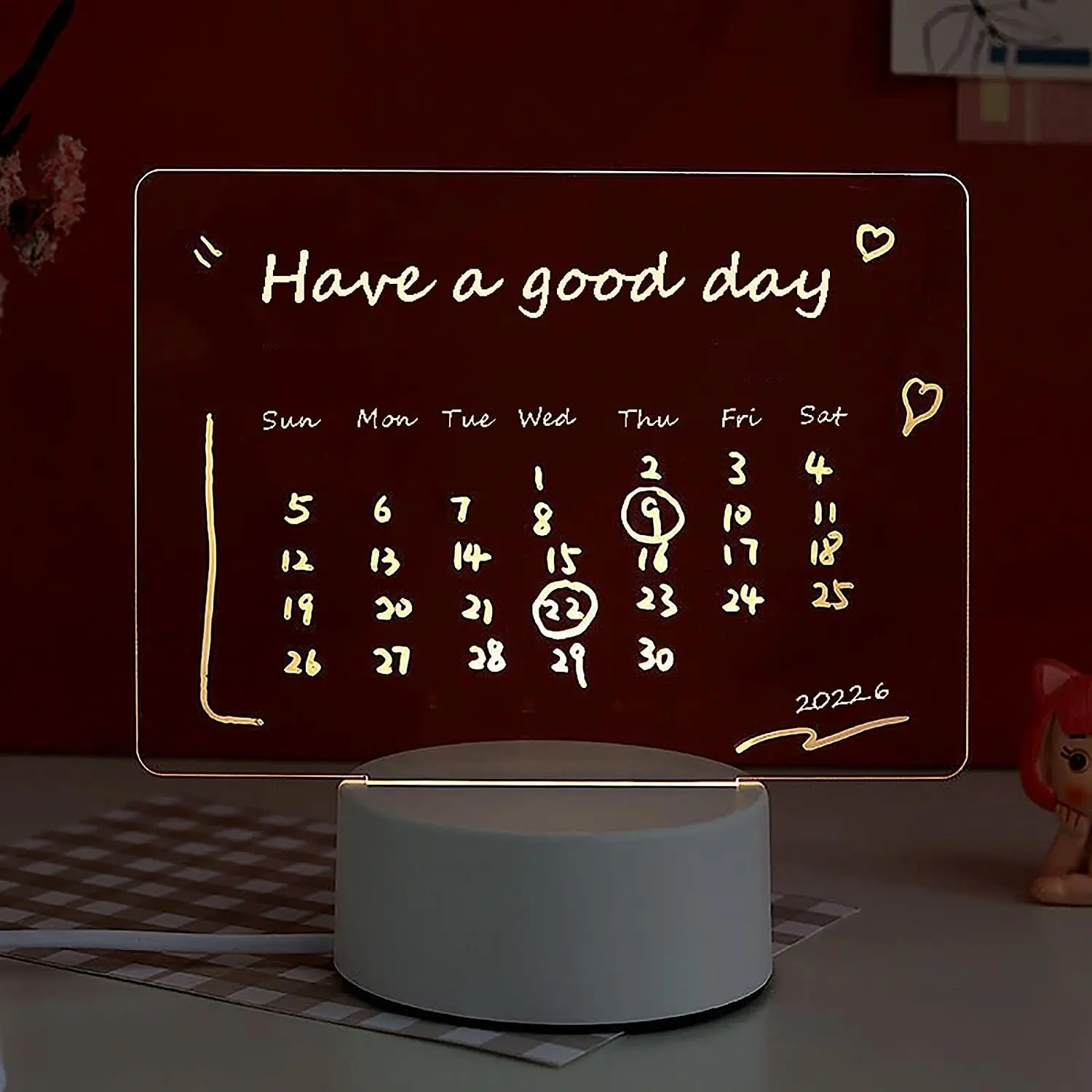 Blank Acrylic Message Board 3D Led Night Light Lamp Note Board For Thanksgiving Day Christmas Gifts