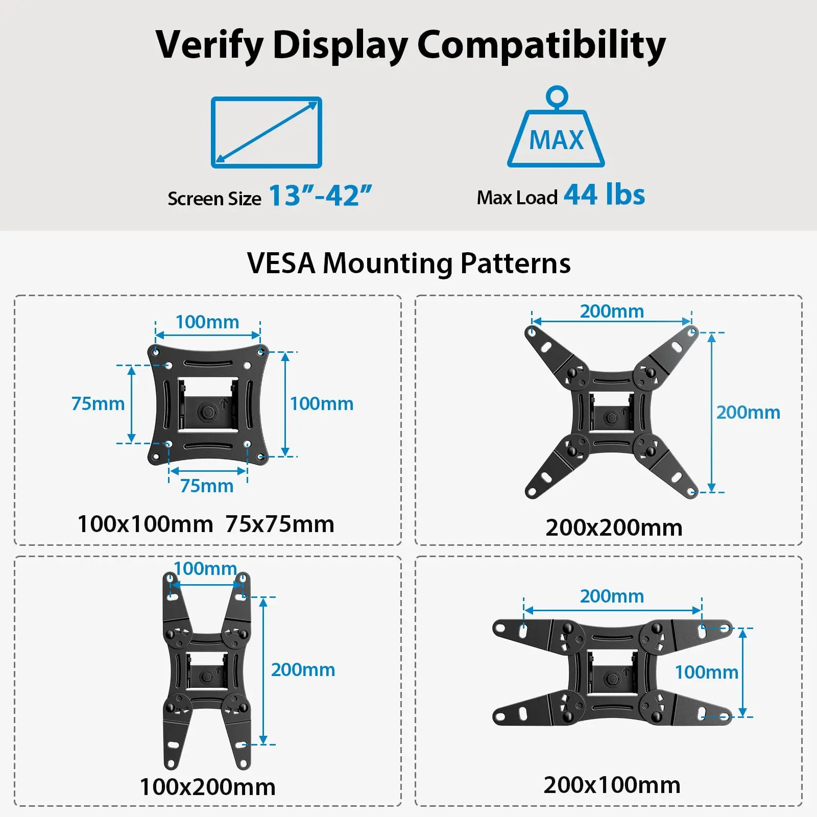 200x200mm Wholesale Swivel Tilt TV Wall Mount for Most 26-55 Inch TVs Full Motion TV Bracket Max VESA