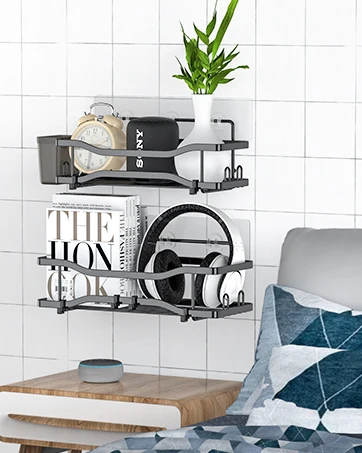 Suitable for bathroom black with soap shampoo bathroom shower storage organizer metal material hard and durable