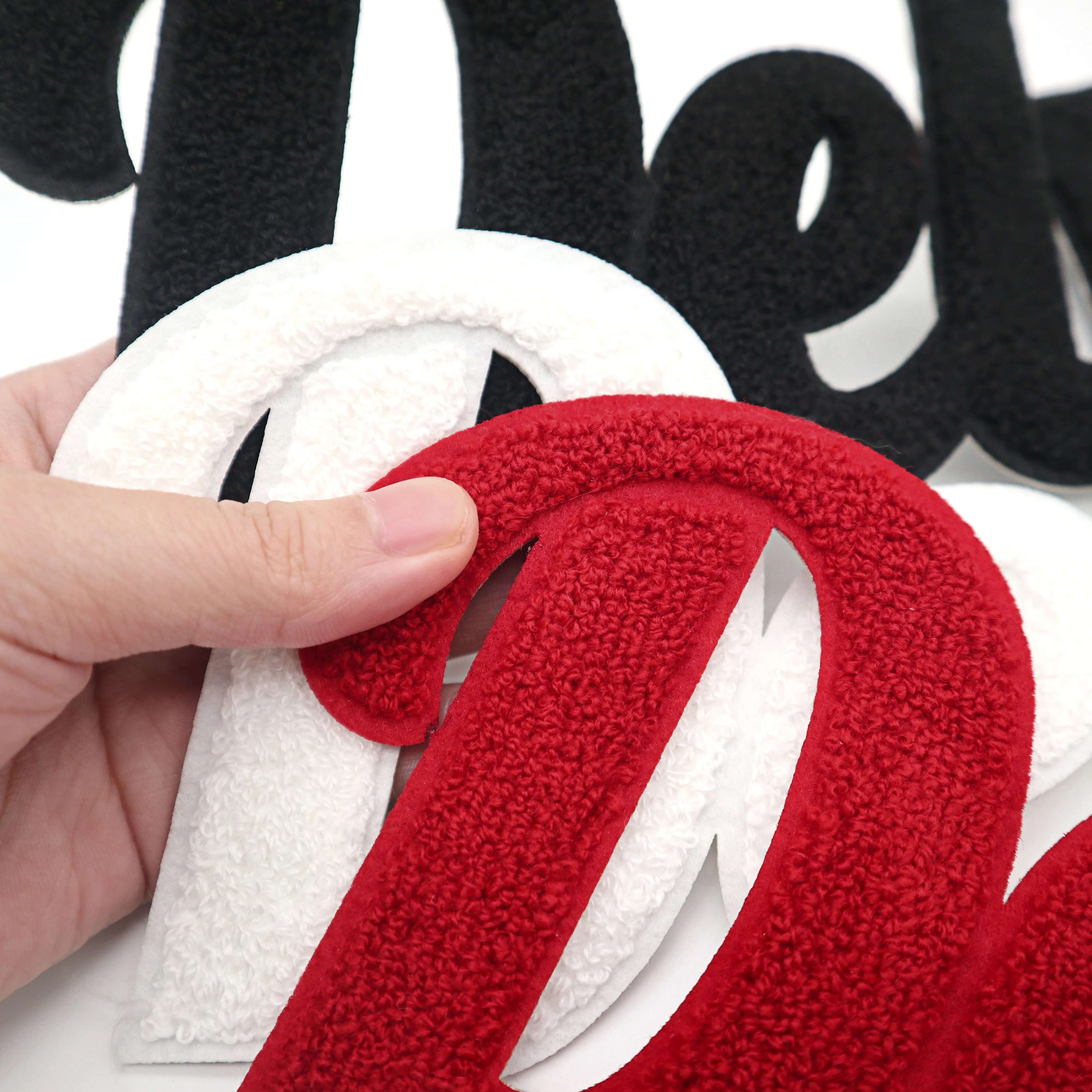 Custom chenille valentines patches Heat Press Embroidered Big Logo Letter Iron On Embroidery Patch