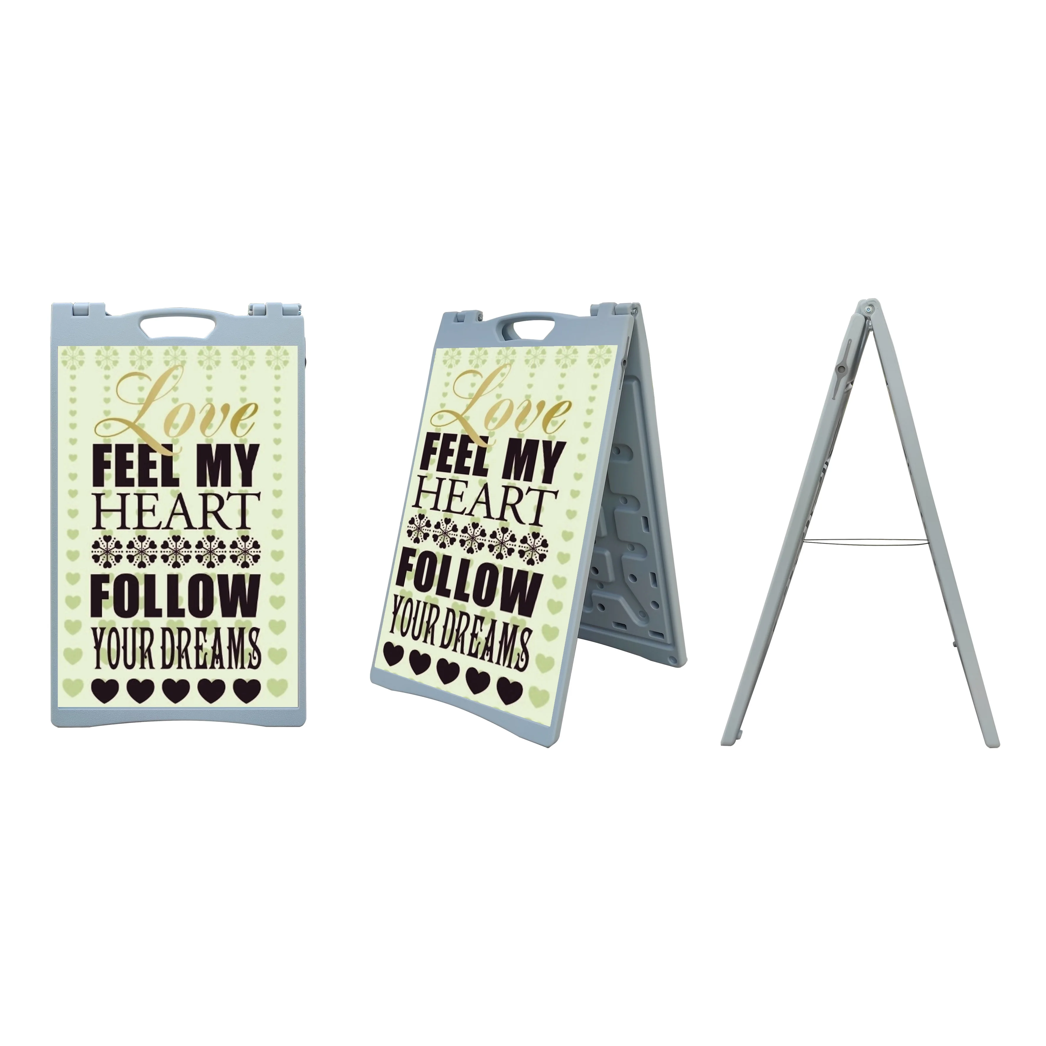 Durable Plastic A-Shape Poster Banner Stand Waterflooding Type Foldable Display Rack for Promotion Advertising Boards