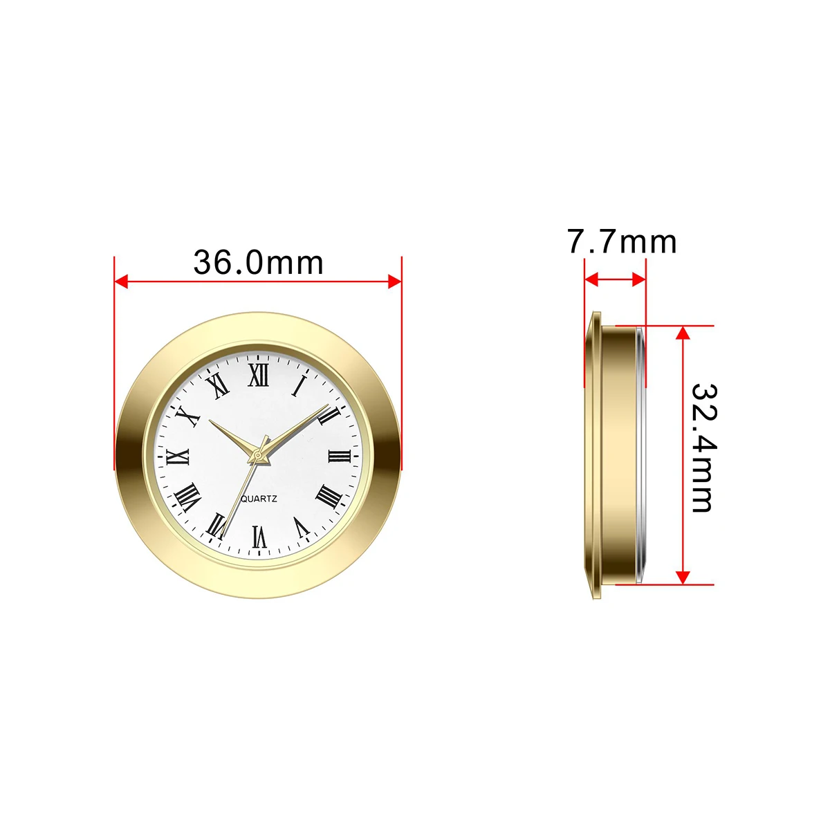 japanese movment and batterymini insert clock 25mm clock fit up quartz insertion watch
