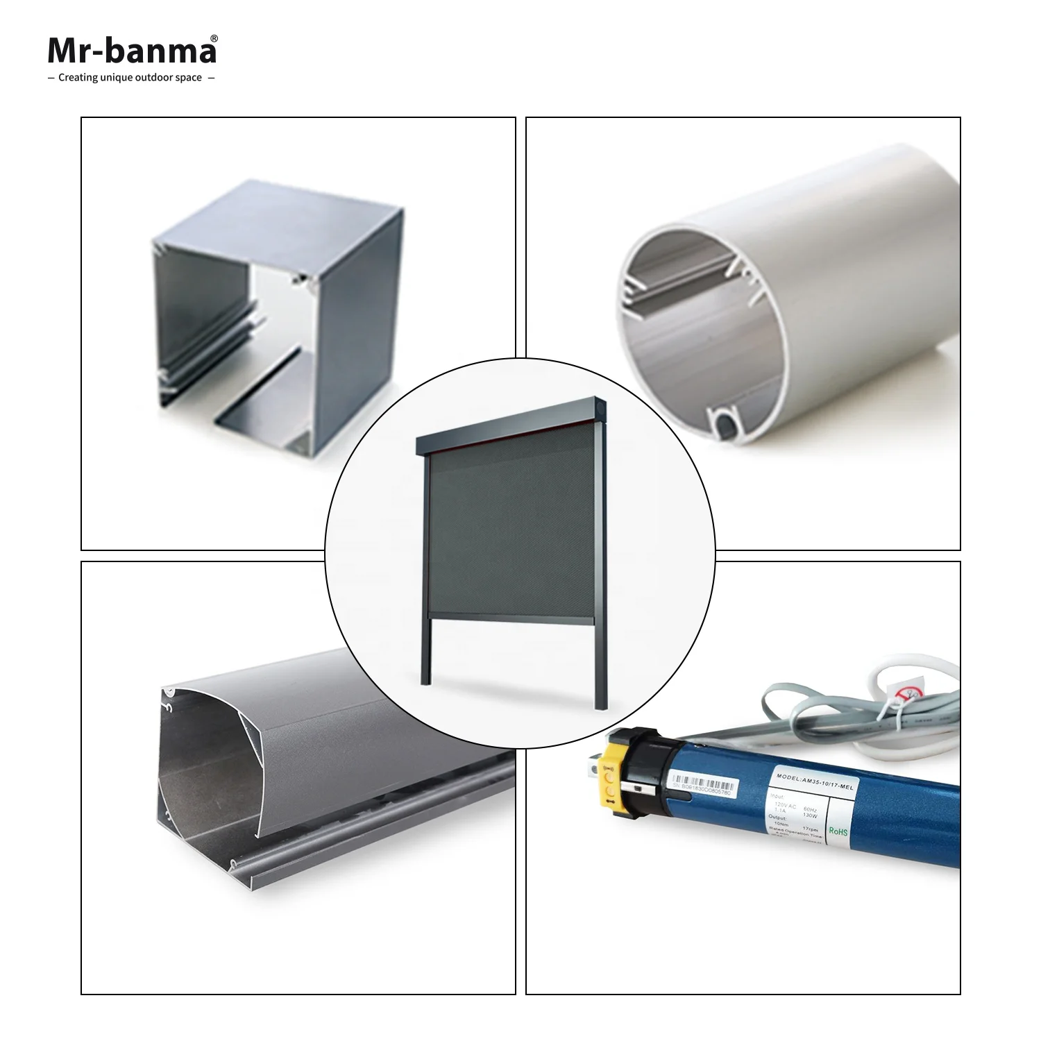 aluminum bottom rail  blinds component for outdoor blinds accessories