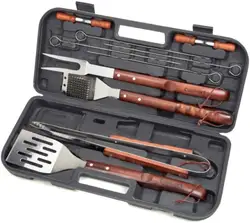 wooden handle bbq tool set