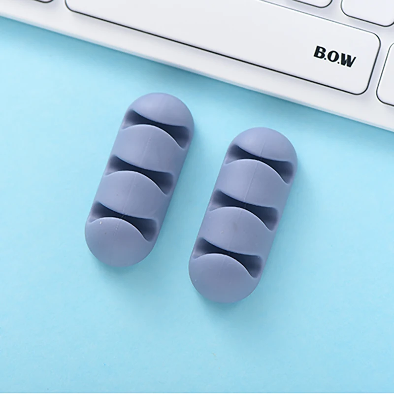 Portable Adhesive Desktop Wire Retainer Silicone Charger and Cable Wire Clip Organizer