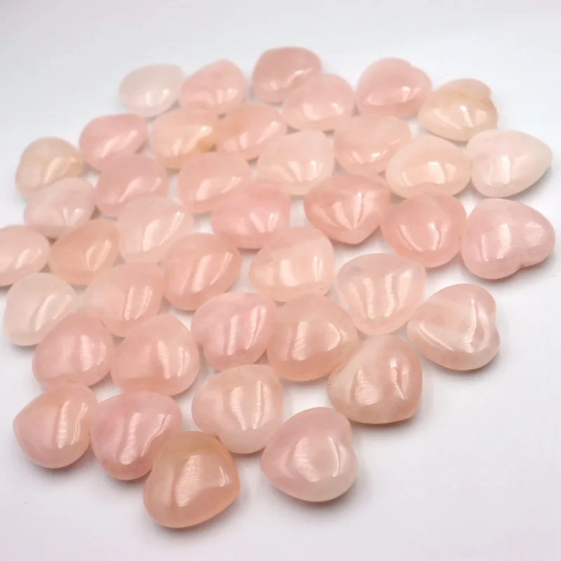 3CM Heart Statue Carved Decoration Stone Rose Quartz Healing Crystal Natural Stone Gift Room Ornament Decor