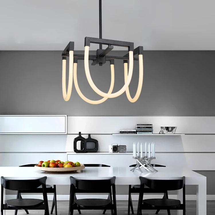 Hot Sale Classic Contemporary Indoor Living Room Decoration Hanging Black Nordic Modern Led Chandelier Pendant Light