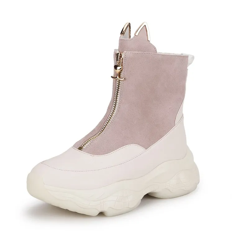 
Cute women ankle boots wholesale cat ears zipper booties outdoor short boots 