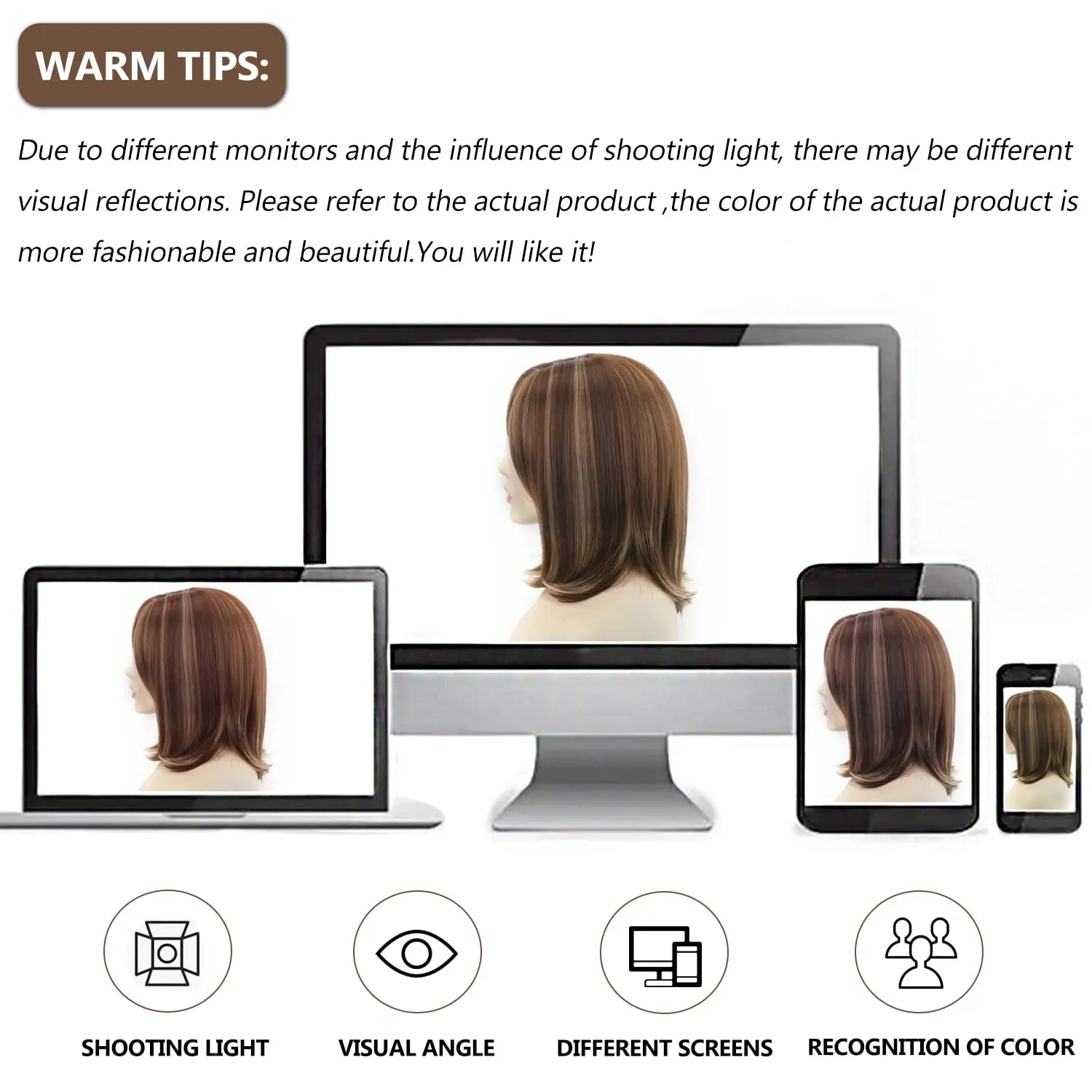 YIMANEILI Bobo Head Synthetic Wig Medium Wigs Natural Straight golden Hair synthetic hair wig  for Women