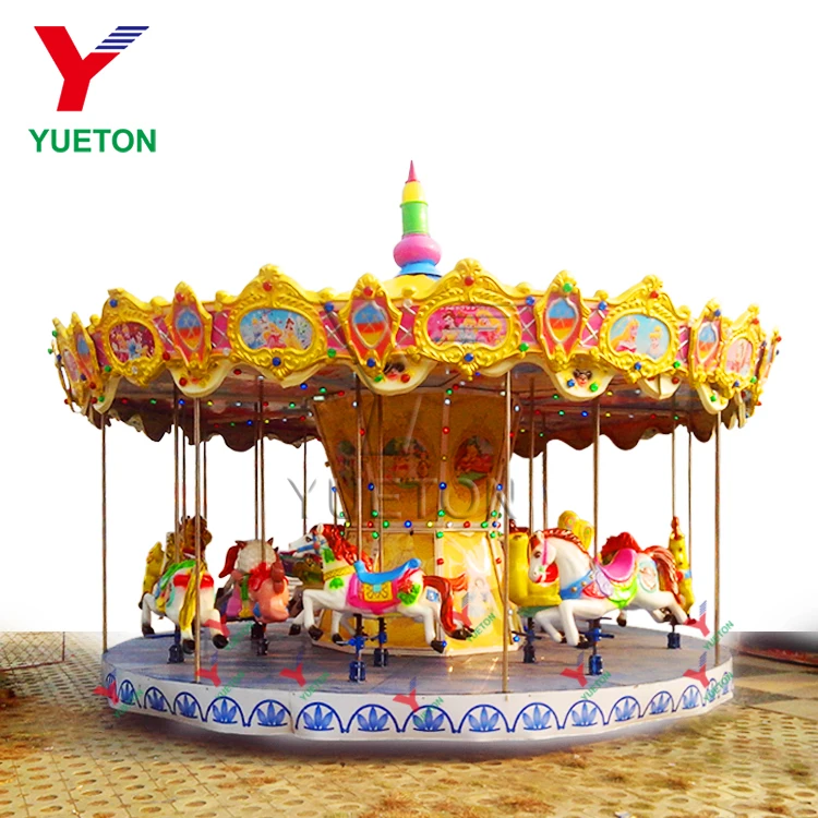 Funfair Attraction Equipment Maneg Forain Carrousel Ride 16 Merry Seats Round Towers