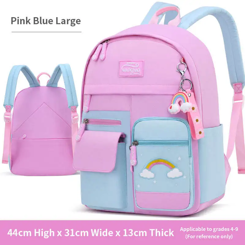 New Popular Large Capacity Fashion Rainbow Gradient Kids Backpack Waterproof Travel Backpack Schoolbags For Girls