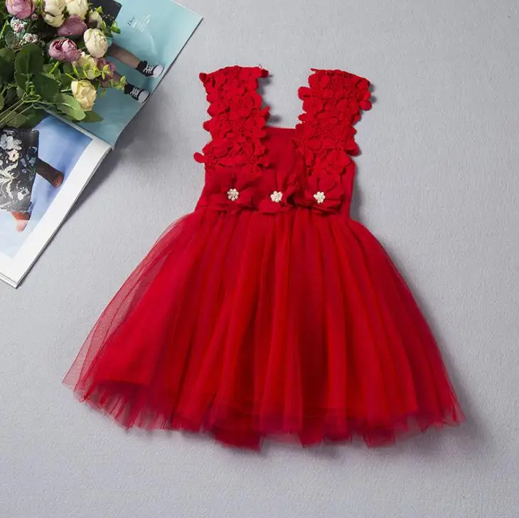 Flower Kids Party Dress For Girl Birthday Fancy Children Bridesmaid Costume Girl Brand Baby Tulle Tutu Wedding Dress 3-8 Years