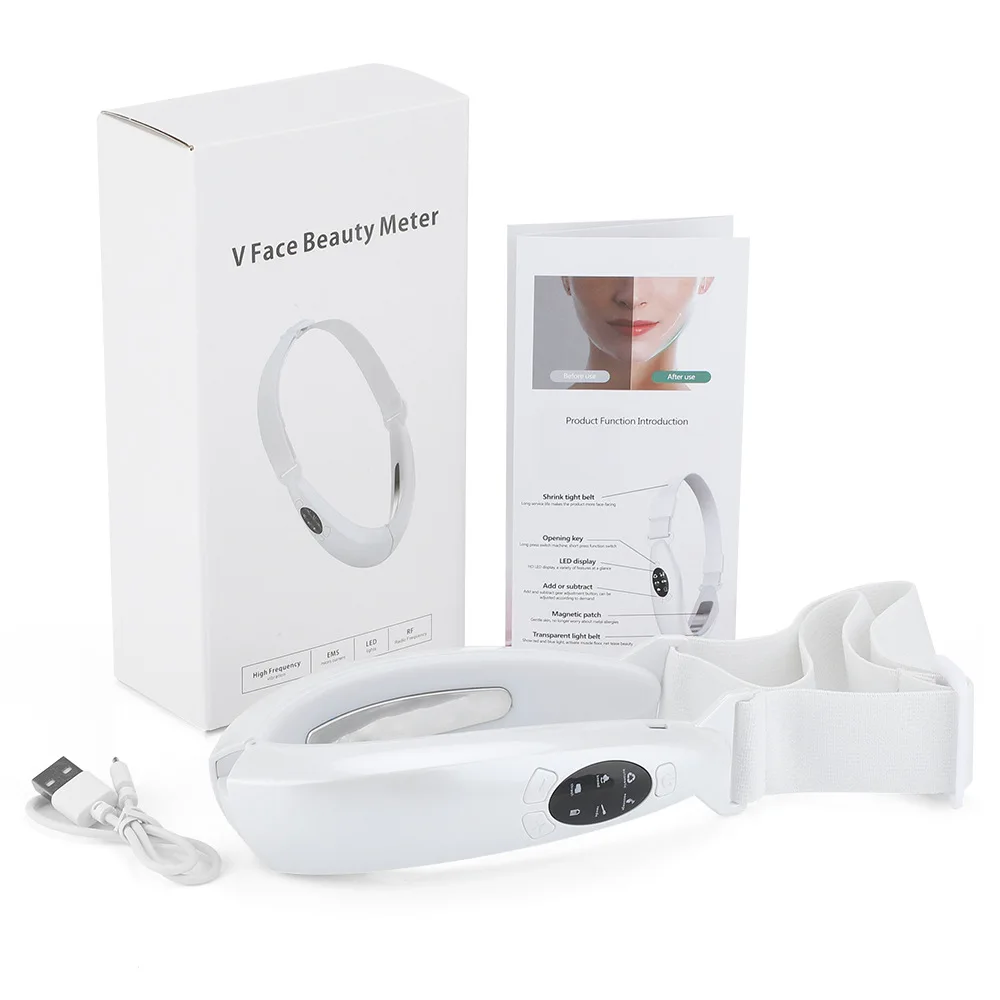 Micro current color light beauty thin face instrument intelligent voice broadcast massage hot compress pull V-shaped thin face