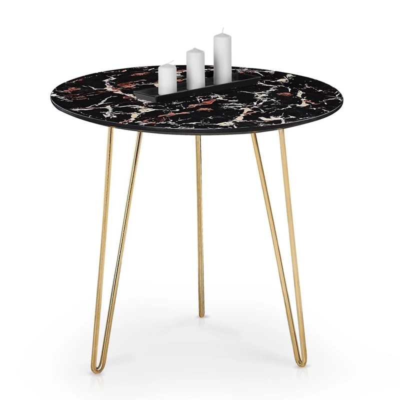 Hot selling promotional elegant design metal gold legs Glass top round side coffee table for living room furniture
