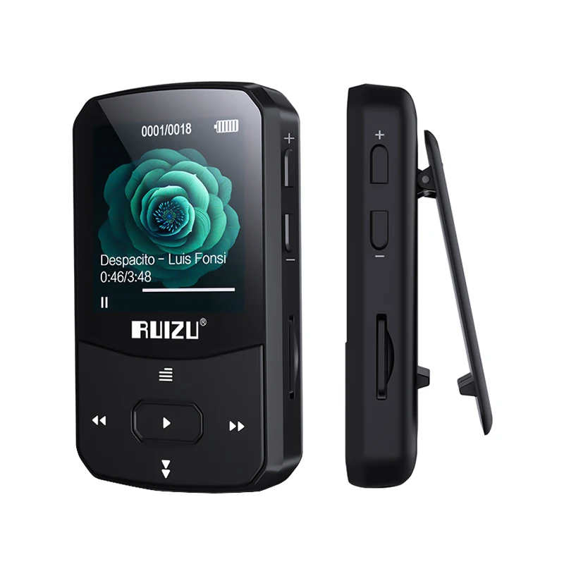 RUIZU X52 Sport Bluetooth MP3 Player Portable Clip Mini Walkman With Screen Support FM,Recording,E-Book,Clock,Pedometer Radio