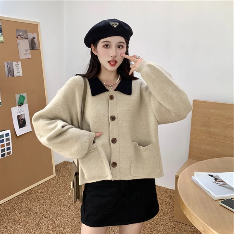 Wholesale spring new arrival girls peter pan collar batwing sleeve short sweater coat