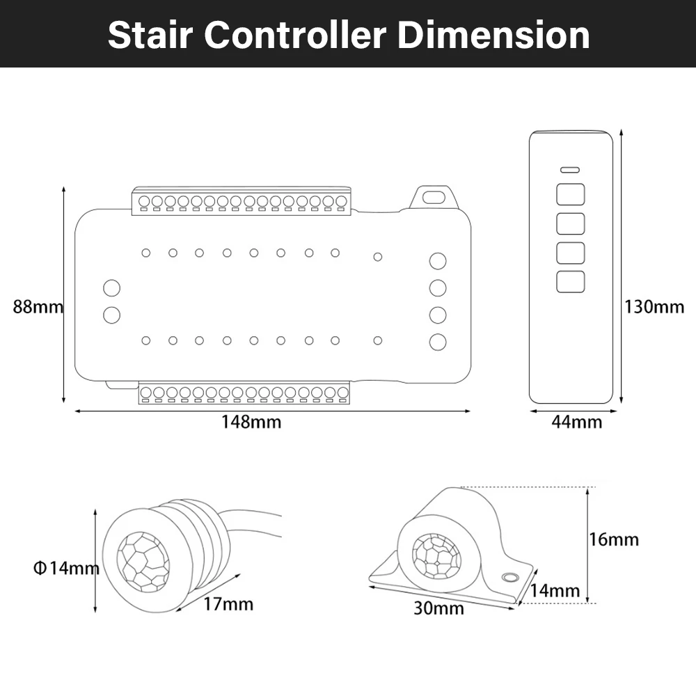 Hot-sale Motion Sensor Stair Light Controller 16 28 Steps for House Hotel Stair Lighting Control