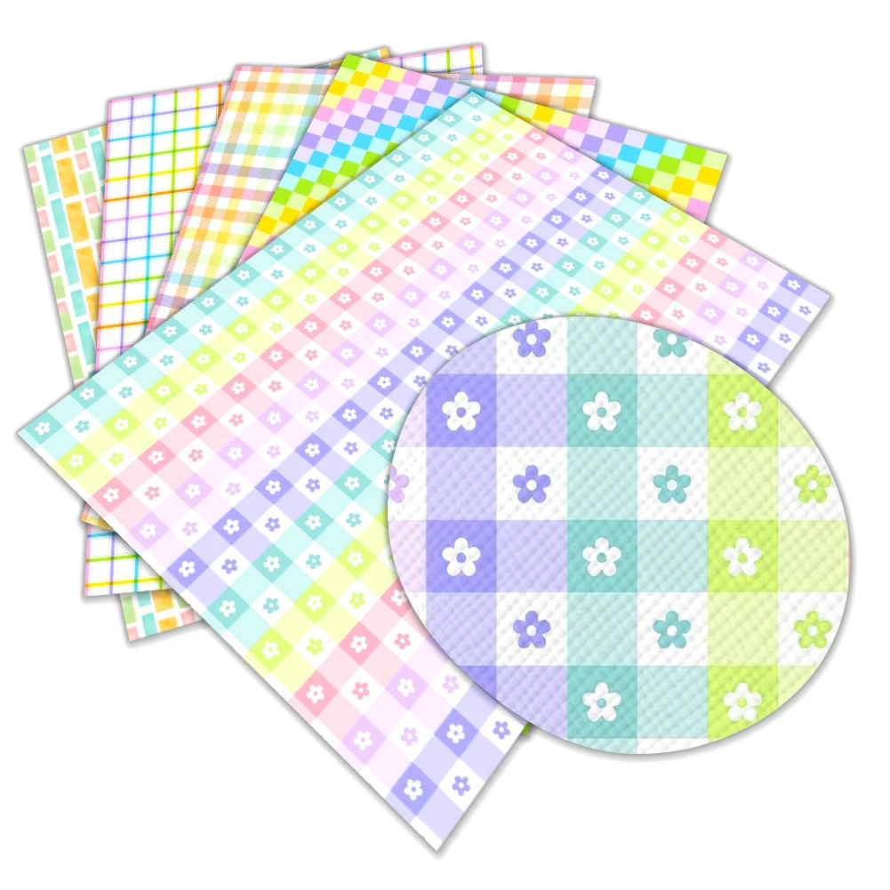 Color plaid Faux Leather Customized 30*136cm Piece Rainbow for mini bag Faux Leather