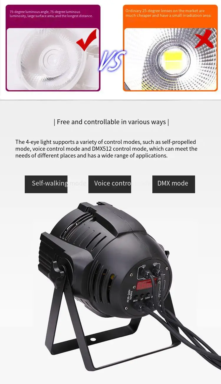 Zoom Wash Cob Led Par Stage Light for Dj Party Disco Indoor Wedding Party 200w Warm Cold White 12 80 Remote Control BEAM Light