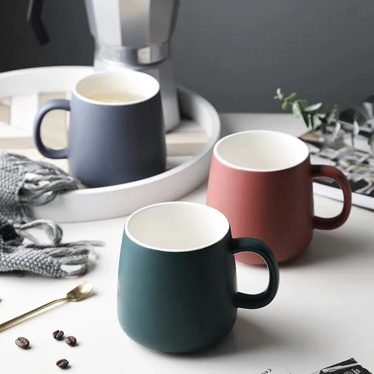 Porcelain Smile Mugs Gray Ceramic Mug Painted Cup Wholesale