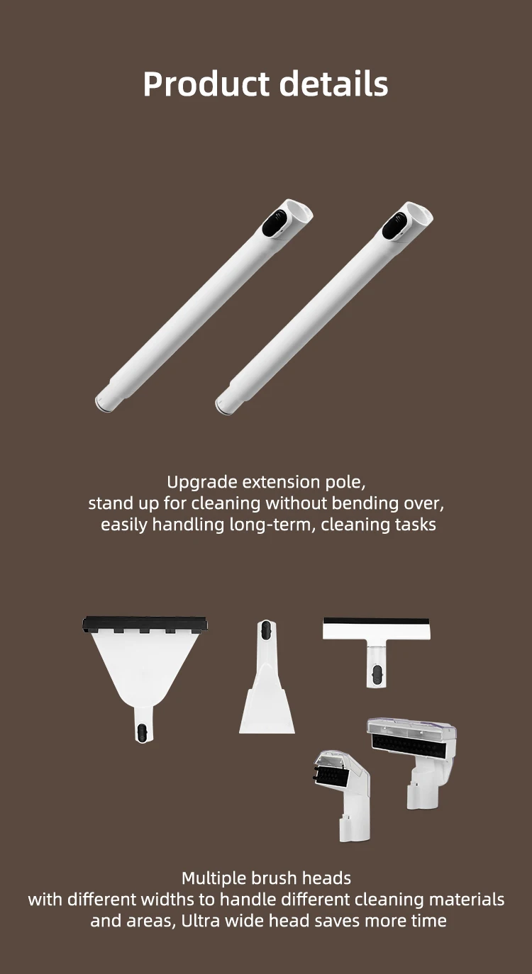 15KPA Vacuum Water Collect Window Cleaner with Extra Extendable Long Handle