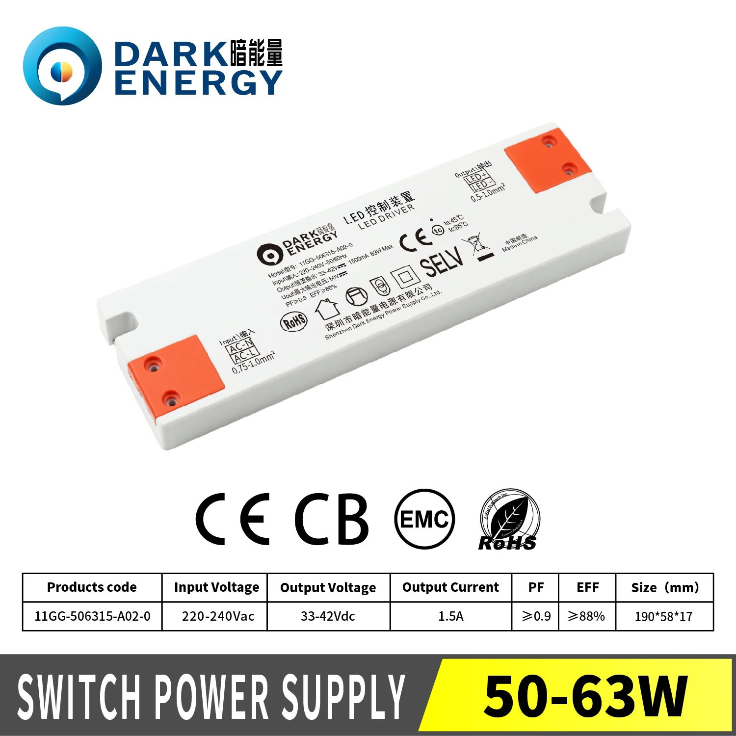 Dark Energy Ultra-thin Custom Constant Voltage Led Driver 80w Ac220-240v Dc 32v 42v Led Power Supply