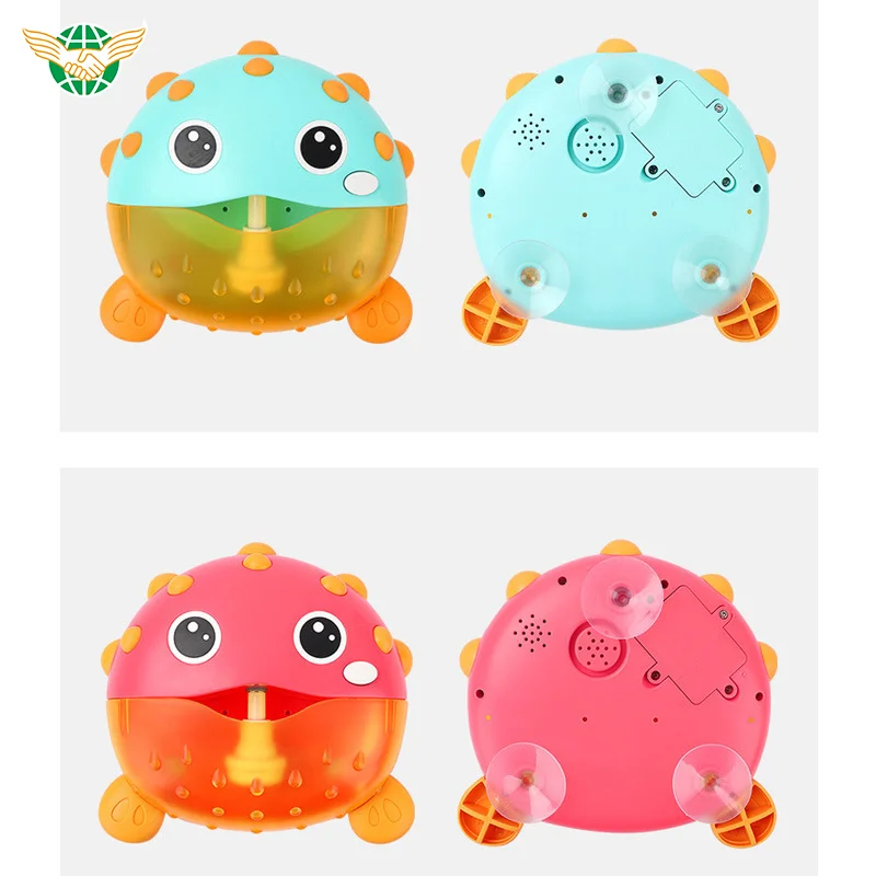 Hot Products Summer Baby Puffer Fish Bathroom Machine Blower Bubble Bathing Water Kids Gift Bath Toy