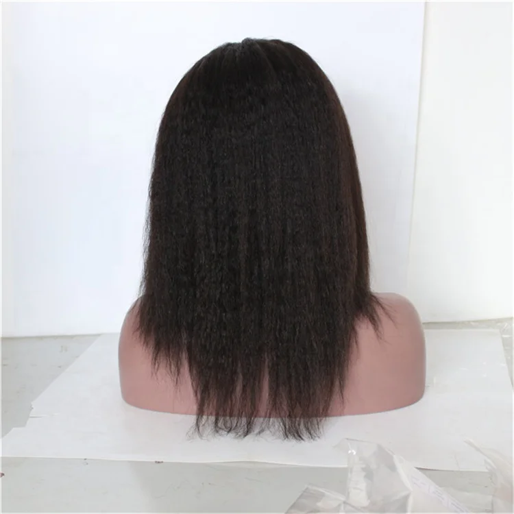 
New Arrival Light Yaki Straight with Bang Virgin Indian Gluless Human Hair Lace Front Wigs with Baby Hair 