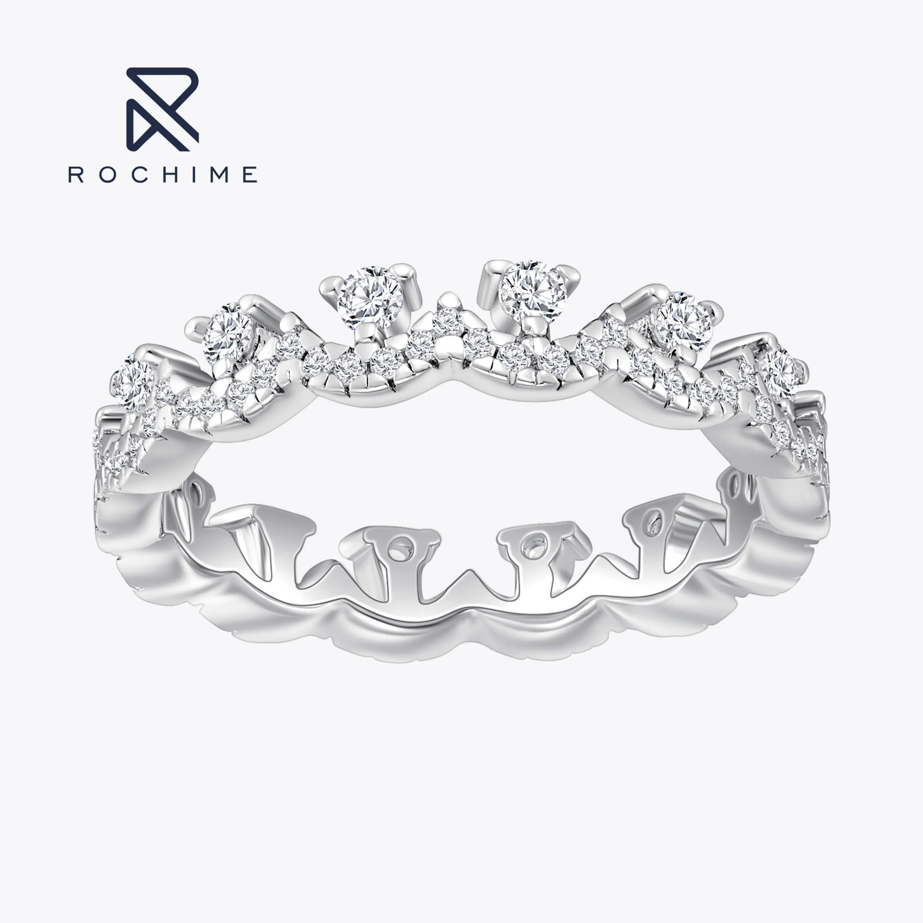 Rochime lace edge wedding band s925 silver Rhodium plated rings ins style jewelry for women