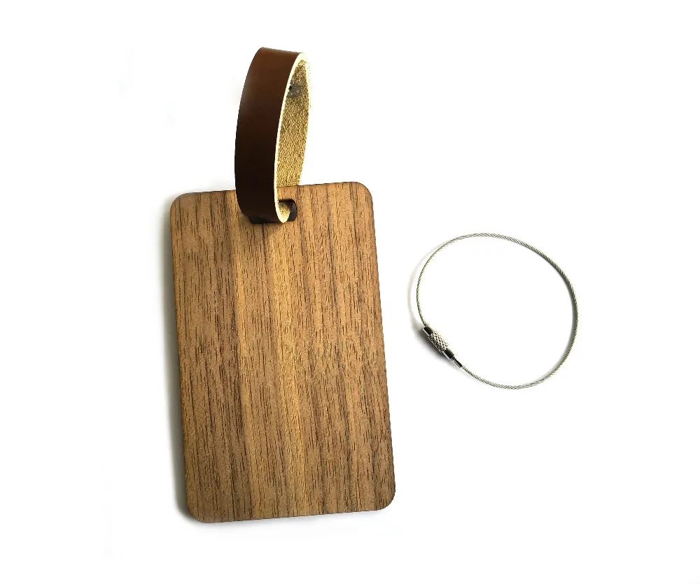 Wholesale Reusable Blank Wooden Name ID Travel Baggage Tag Bamboo Luggage Tag