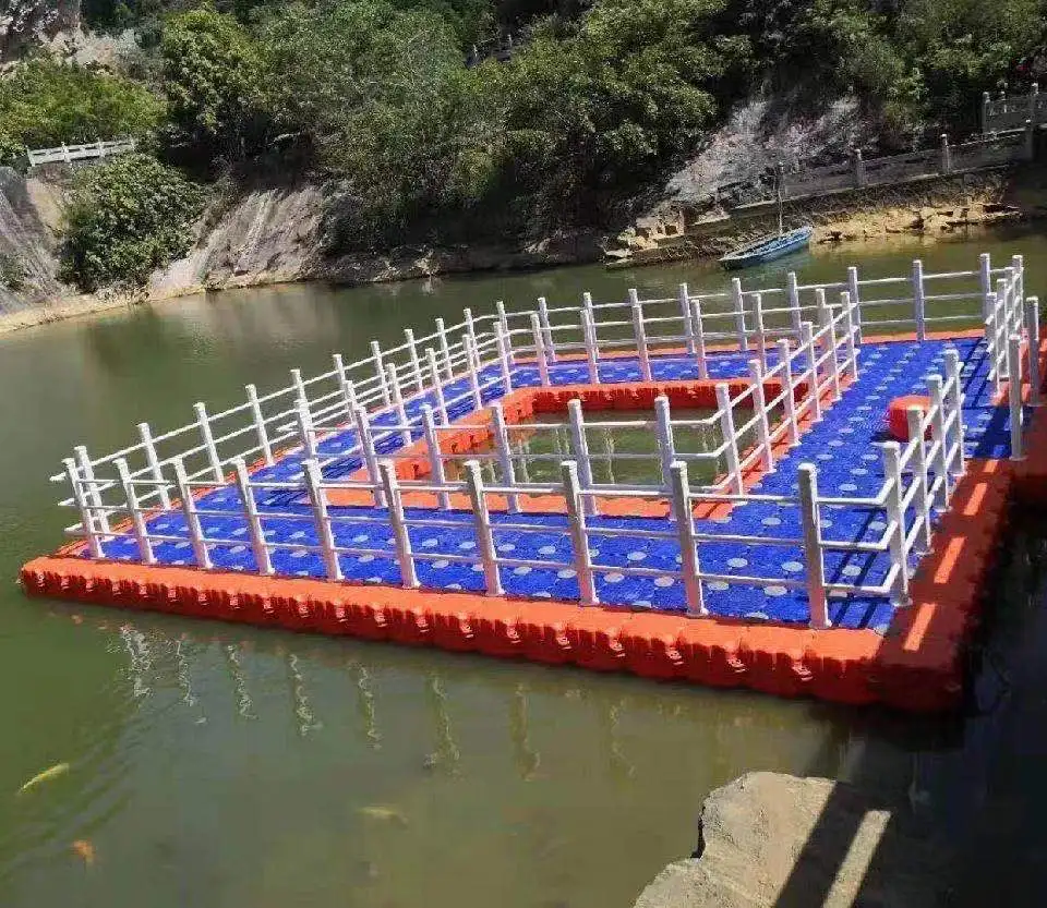 modular plastic HDPE pontoon bridge floating bridge platform jet ski jetty dock cubes