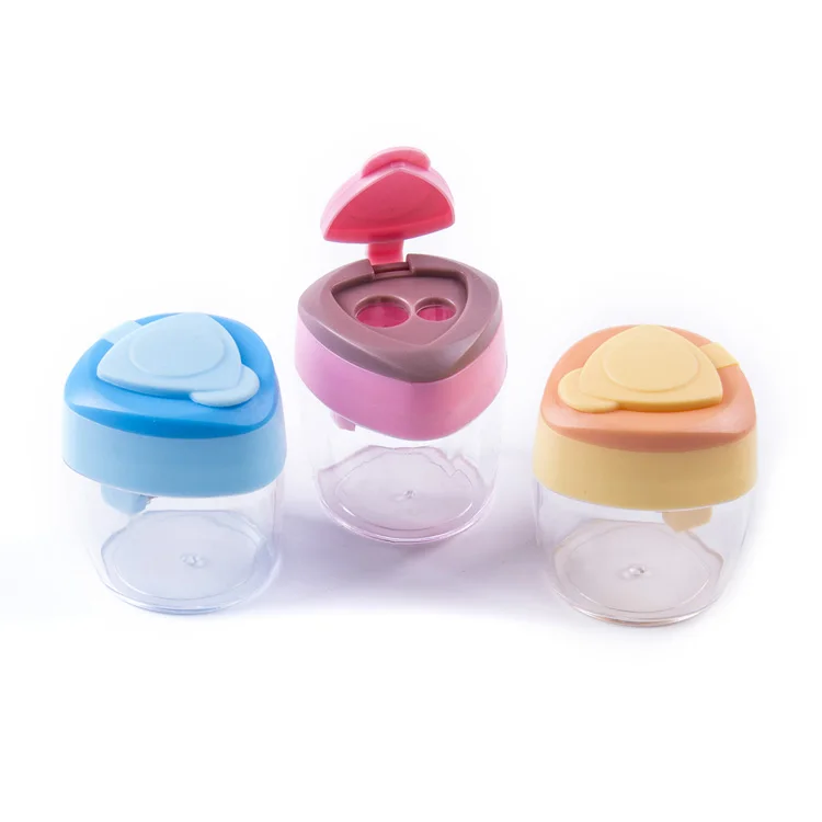 Индивидуальные Смешные пастельные красочные треугольные ручные двойные отверстия большие пластиковые макияж карандаш точилка для студентов